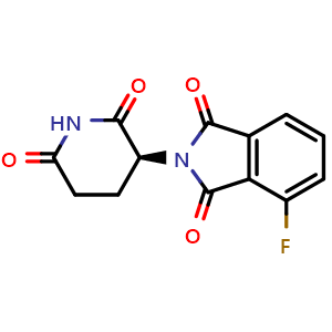 Chemical structure of 2-[(3S)-2,6-Dioxo-3-piperidinyl]-4-fluoro-1H-isoindole-1,3(2H)-dione , CAS 911109-85-8, AChemBlock AD269551
