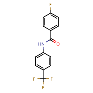 Chemical structure of 4-Fluoro-N-(4-(trifluoromethyl)phenyl)benzamide , CAS 2054-01-5, AChemBlock AD269562