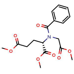 Chemical structure of (S)-Dimethyl 2-(N-(2-methoxy-2-oxoethyl)benzamido)pentanedioate , AChemBlock AD269568