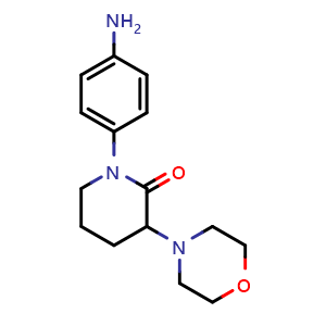 Chemical structure of 1-(4-Aminophenyl)-3-morpholinopiperidin-2-one , AChemBlock AD269577