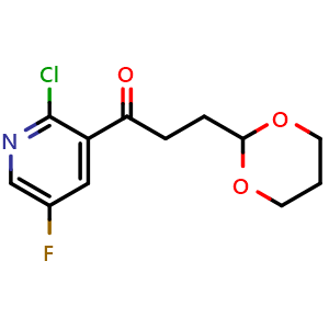 Chemical structure of 1-(2-Chloro-5-fluoropyridin-3-yl)-3-(1,3-dioxan-2-yl)propan-1-one , AChemBlock AD269590