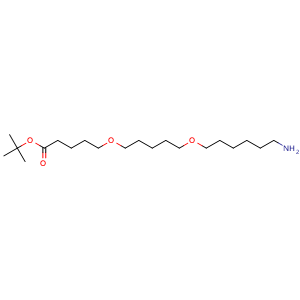 Chemical structure of tert-Butyl 5-((5-((6-aminohexyl)oxy)pentyl)oxy)pentanoate , CAS 2375754-41-7, AChemBlock AD269596
