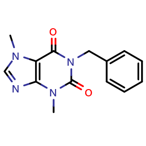 Chemical structure of 1-Benzyl-3,7-dimethyl-1H-purine-2,6(3H,7H)-dione , CAS 55247-90-0, AChemBlock AD269639