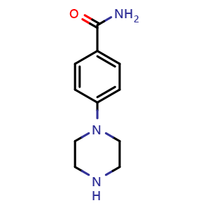 Chemical structure of 4-(Piperazin-1-yl)benzamide , CAS 116290-73-4, AChemBlock AD269653