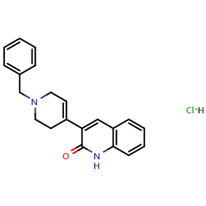 Chemical structure of 3-(1-Benzyl-1,2,3,6-tetrahydropyridin-4-yl)quinolin-2(1H)-one hydrochloride , AChemBlock AD269680