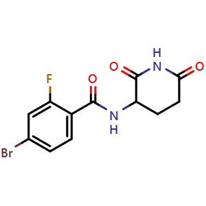Chemical structure of 4-Bromo-N-(2,6-dioxopiperidin-3-yl)-2-fluorobenzamide , CAS 1491427-78-1, AChemBlock AD269696