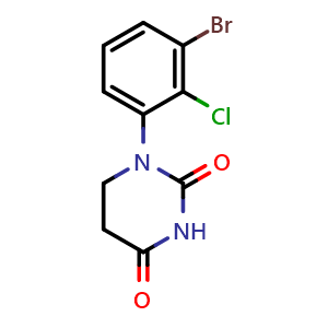 Chemical structure of 1-(3-Bromo-2-chlorophenyl)dihydropyrimidine-2,4(1H,3H)-dione , CAS 2002642-78-4, AChemBlock AD269724
