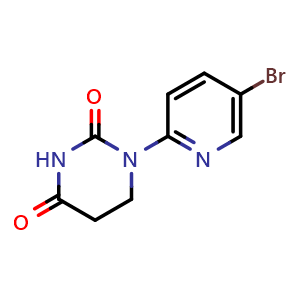 Chemical structure of 1-(5-Bromopyridin-2-yl)dihydropyrimidine-2,4(1H,3H)-dione , CAS 2925096-57-5, AChemBlock AD269725