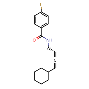 Chemical structure of (R)-N-(4-Cyclohexylbuta-2,3-dien-1-yl)-4-fluorobenzamide , AChemBlock AD269732