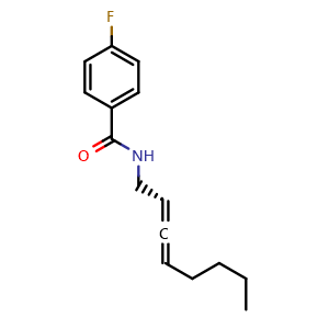 Chemical structure of (S)-4-Fluoro-N-(octa-2,3-dien-1-yl)benzamide , AChemBlock AD269734