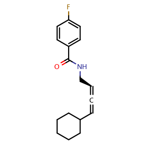 Chemical structure of (S)-N-(4-Cyclohexylbuta-2,3-dien-1-yl)-4-fluorobenzamide , AChemBlock AD269738