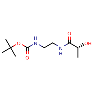 Chemical structure of (R)-tert-Butyl (2-(2-hydroxypropanamido)ethyl)carbamate , AChemBlock AD269749