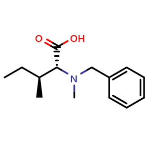 Chemical structure of (2R,3S)-2-(Benzyl(methyl)amino)-3-methylpentanoic acid , AChemBlock AD269758