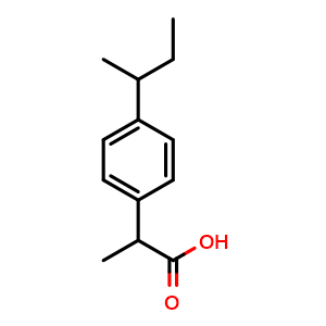 Chemical structure of 2-(4-(Sec-butyl)phenyl)propanoic acid , CAS 64451-76-9, AChemBlock AD269789