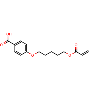 Chemical structure of 4-((5-(Acryloyloxy)pentyl)oxy)benzoic acid , CAS 167771-51-9, AChemBlock AD269792