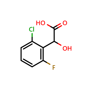 Chemical structure of 2-(2-Chloro-6-fluorophenyl)-2-hydroxyacetic acid , CAS 162891-15-8, AChemBlock AD269809