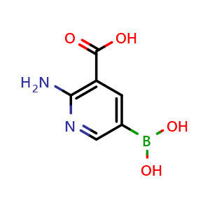 Chemical structure of 2-Amino-5-borononicotinic acid , AChemBlock AD269826