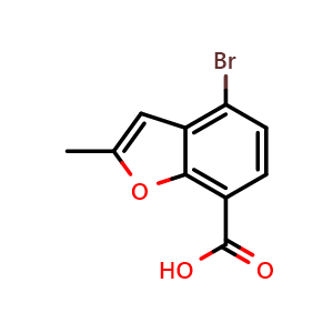 Chemical structure of 4-Bromo-2-methylbenzofuran-7-carboxylic acid , CAS 1797928-84-7, AChemBlock AD269827