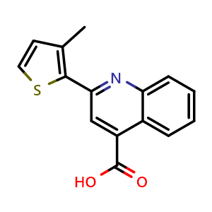 Chemical structure of 2-(3-Methylthiophen-2-yl)quinoline-4-carboxylic acid , CAS 856176-63-1, AChemBlock AD269833