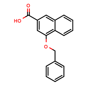 Chemical structure of 2-Naphthalenecarboxylic acid, 4-(phenylmethoxy) , CAS 1031223-87-6, AChemBlock AD269835