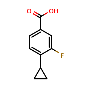 Chemical structure of 4-Cyclopropyl-3-fluorobenzoic acid , CAS 1247451-23-5, AChemBlock AD269838