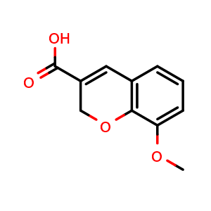 Chemical structure of 8-Methoxy-2h-chromene-3-carboxylic acid , CAS 57543-59-6, AChemBlock AD269849
