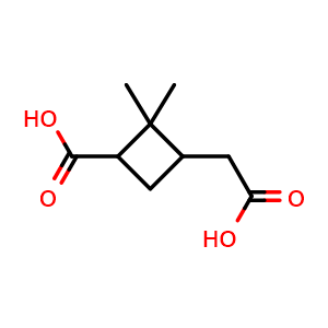 Chemical structure of 3-Carboxy-2,2-dimethylcyclobutaneacetic acid , CAS 28664-02-0, AChemBlock AD269859