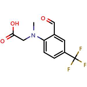 Chemical structure of 2-{[2-Formyl-4-(trifluoromethyl)phenyl](methyl)amino}acetic acid , CAS 953062-31-2, AChemBlock AD269870