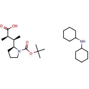 Chemical structure of N-Boc-dolaproine-OH dicyclohexylamine , AChemBlock AD269905