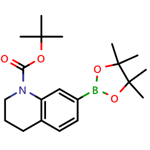 Chemical structure of tert-Butyl 7-(4,4,5,5-tetramethyl-1,3,2-dioxaborolan-2-yl)-3,4-dihydroquinoline-1(2H)-carboxylate , CAS 1235141-58-8, AChemBlock AD269909
