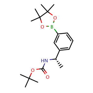 Chemical structure of tert-Butyl (S)-(1-(3-(4,4,5,5-tetramethyl-1,3,2-dioxaborolan-2-yl)phenyl)ethyl)carbamate , CAS 887254-65-1, AChemBlock AD269916
