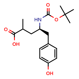Chemical structure of (4R)-4-((tert-Butoxycarbonyl)amino)-5-(4-hydroxyphenyl)-2-methylpentanoic acid , AChemBlock AD269918