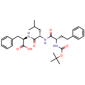 Chemical structure of (6S,9S,12R)-12-Benzyl-9-isobutyl-2,2-dimethyl-4,7,10-trioxo-6-phenethyl-3-oxa-5,8,11-triazatridecan-13-oic acid , CAS 2049024-87-3, AChemBlock AD269921