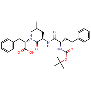 Chemical structure of (6S,9R,12S)-12-Benzyl-9-isobutyl-2,2-dimethyl-4,7,10-trioxo-6-phenethyl-3-oxa-5,8,11-triazatridecan-13-oic acid , CAS 2049024-82-8, AChemBlock AD269923