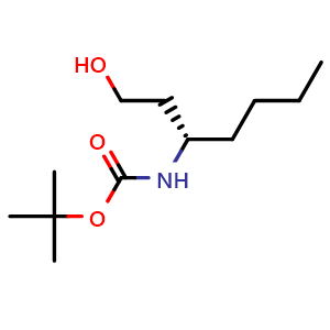 Chemical structure of (S)-tert-Butyl (1-hydroxyheptan-3-yl)carbamate , CAS 230637-47-5, AChemBlock AD269925