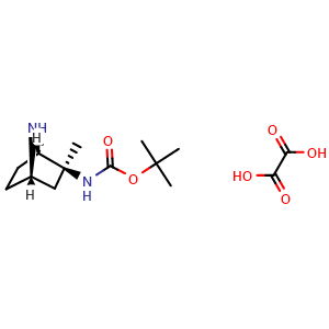 Chemical structure of tert-Butyl ((1R,2S,4S)-2-methyl-7-azabicyclo[2.2.1]heptan-2-yl)carbamate oxalate , AChemBlock AD269927