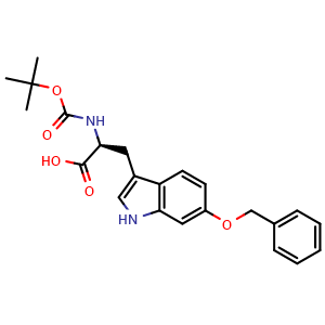 Chemical structure of (S)-3-(6-(Benzyloxy)-1H-indol-3-yl)-2-((tert-butoxycarbonyl)amino)propanoic acid , CAS 2971858-05-4, AChemBlock AD269929