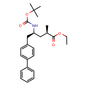 Chemical structure of (2R,4S)-Ethyl 5-([1,1'-biphenyl]-4-yl)-4-((tert-butoxycarbonyl)amino)-2-methylpentanoate , CAS 149709-60-4, AChemBlock AD269931