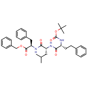 Chemical structure of (6R,9R,12R)-Benzyl 12-benzyl-9-isobutyl-2,2-dimethyl-4,7,10-trioxo-6-phenethyl-3-oxa-5,8,11-triazatridecan-13-oate , AChemBlock AD269935