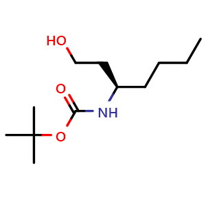 Chemical structure of (R)-tert-Butyl (1-hydroxyheptan-3-yl)carbamate , AChemBlock AD269936