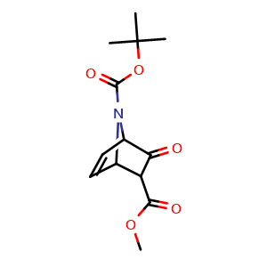 Chemical structure of 7-(tert-Butyl) 2-methyl 3-oxo-7-azabicyclo[2.2.1]hept-5-ene-2,7-dicarboxylate , CAS 1147557-81-0, AChemBlock AD269950