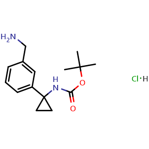 Chemical structure of tert-Butyl (1-(3-(aminomethyl)phenyl)cyclopropyl)carbamate hydrochloride , AChemBlock AD269962