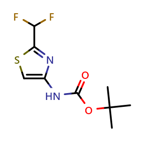 Chemical structure of tert-Butyl (2-(difluoromethyl)thiazol-4-yl)carbamate , CAS 930303-59-6, AChemBlock AD269969