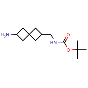 Chemical structure of tert-Butyl ((6-aminospiro[3.3]heptan-2-yl)methyl)carbamate , CAS 2929273-28-7, AChemBlock AD269974