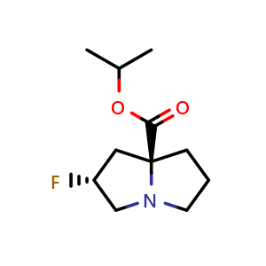 Chemical structure of (2R,7aS)-Isopropyl 2-fluorohexahydro-1H-pyrrolizine-7a-carboxylate , CAS 3028128-42-6, AChemBlock AD269978