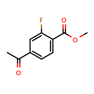 Chemical structure of Methyl 4-acetyl-2-fluorobenzoate , CAS 1006876-12-5, AChemBlock AD269996