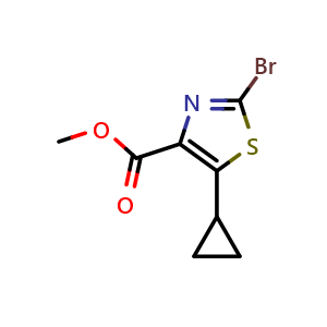 Chemical structure of Methyl 2-bromo-5-cyclopropylthiazole-4-carboxylate , CAS 1408235-82-4, AChemBlock AD270007