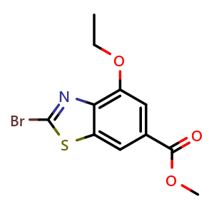 Chemical structure of Methyl 2-bromo-4-ethoxy-6-benzothiazolecarboxylate , CAS 2195385-17-0, AChemBlock AD270025