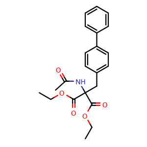 Chemical structure of Diethyl 2-([1,1'-biphenyl]-4-ylmethyl)-2-acetamidomalonate , CAS 63024-21-5, AChemBlock AD270052