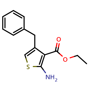 Chemical structure of Ethyl 2-amino-4-benzylthiophene-3-carboxylate , CAS 1416808-63-3, AChemBlock AD270056